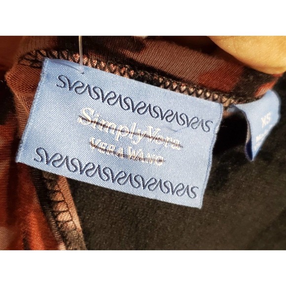 Simply Vera Women's Floral 100% Rayon Round Neck Short Sleeve Top Blouse Size XS - Picture 7 of 12